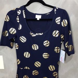 NWT LuLaRoe Elegant Ana maxi dress, navy with gold